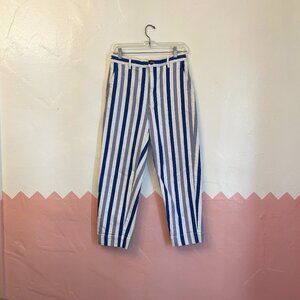 Madewell Blue and White Tapered Striped Jeans